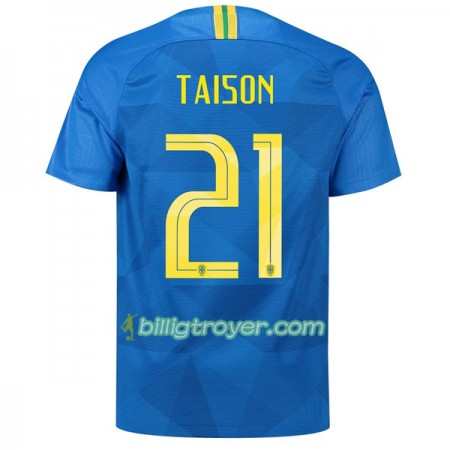 Billige Fotballdrakter Brasil Taison 21 VM 2018 Bortedraktsett